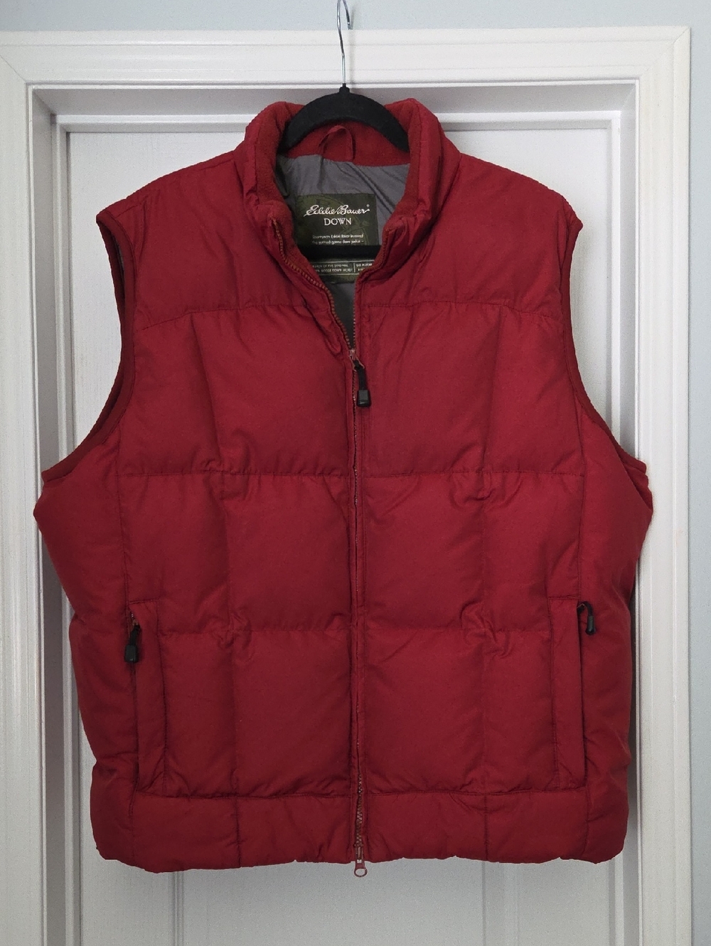 Eddie Bauer Red Quilted Down Puffer Vest